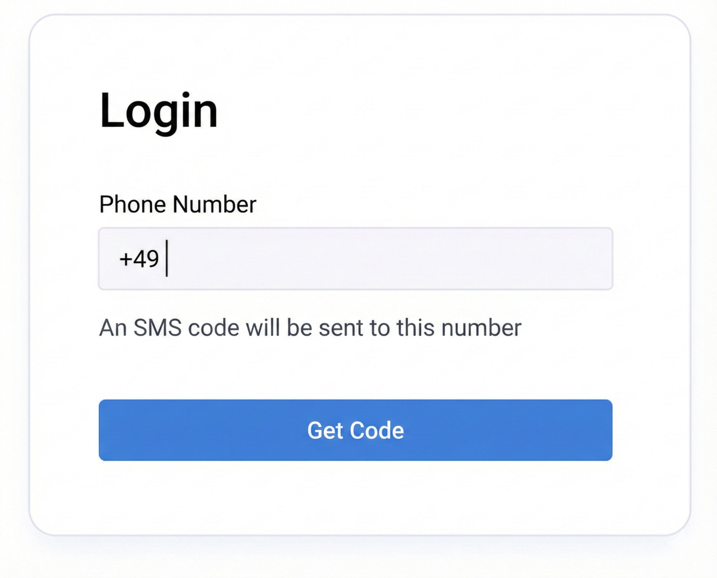 Login — sending SMS code