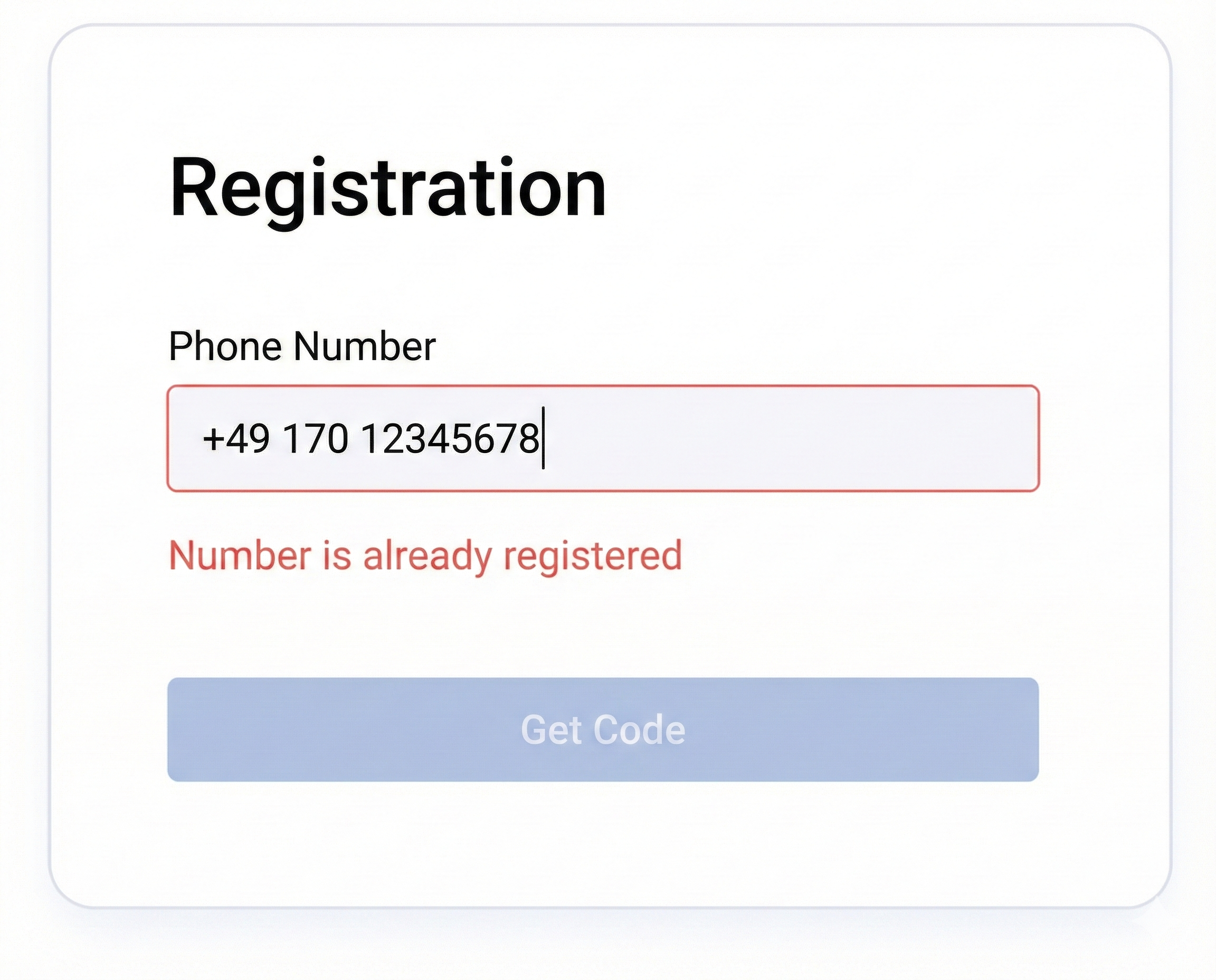 Registration — user not found