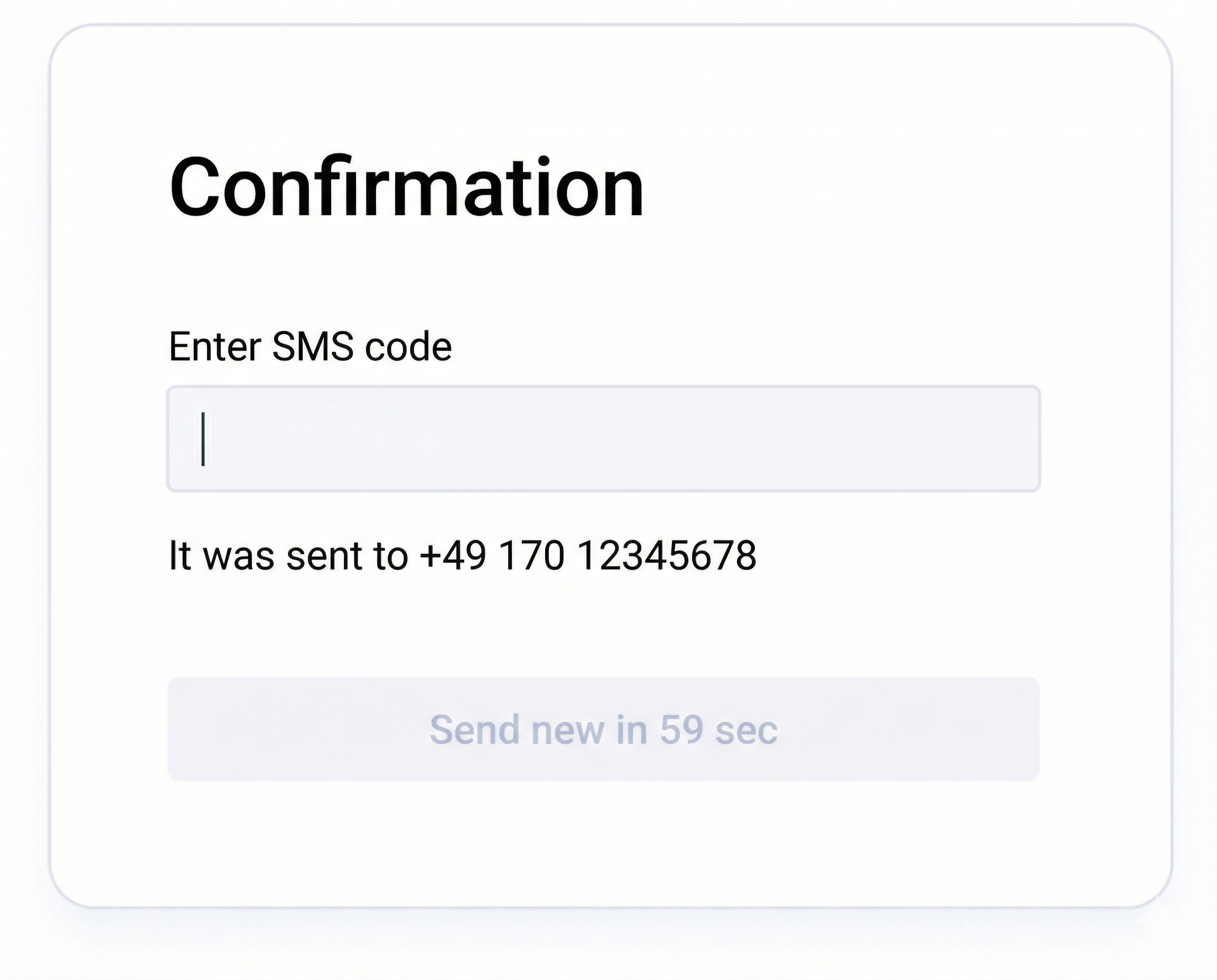 Registration — entering SMS code