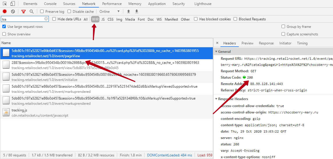 Retail Rocket Tracking Checking