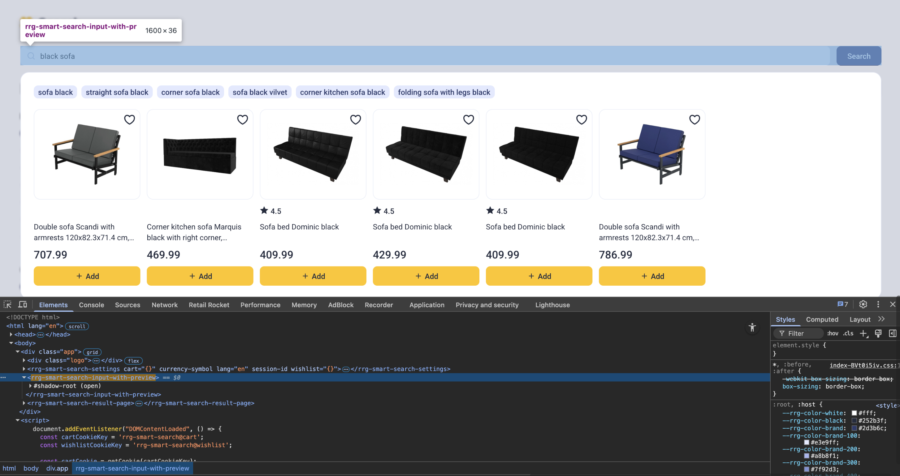 Rocket Search Input Preview