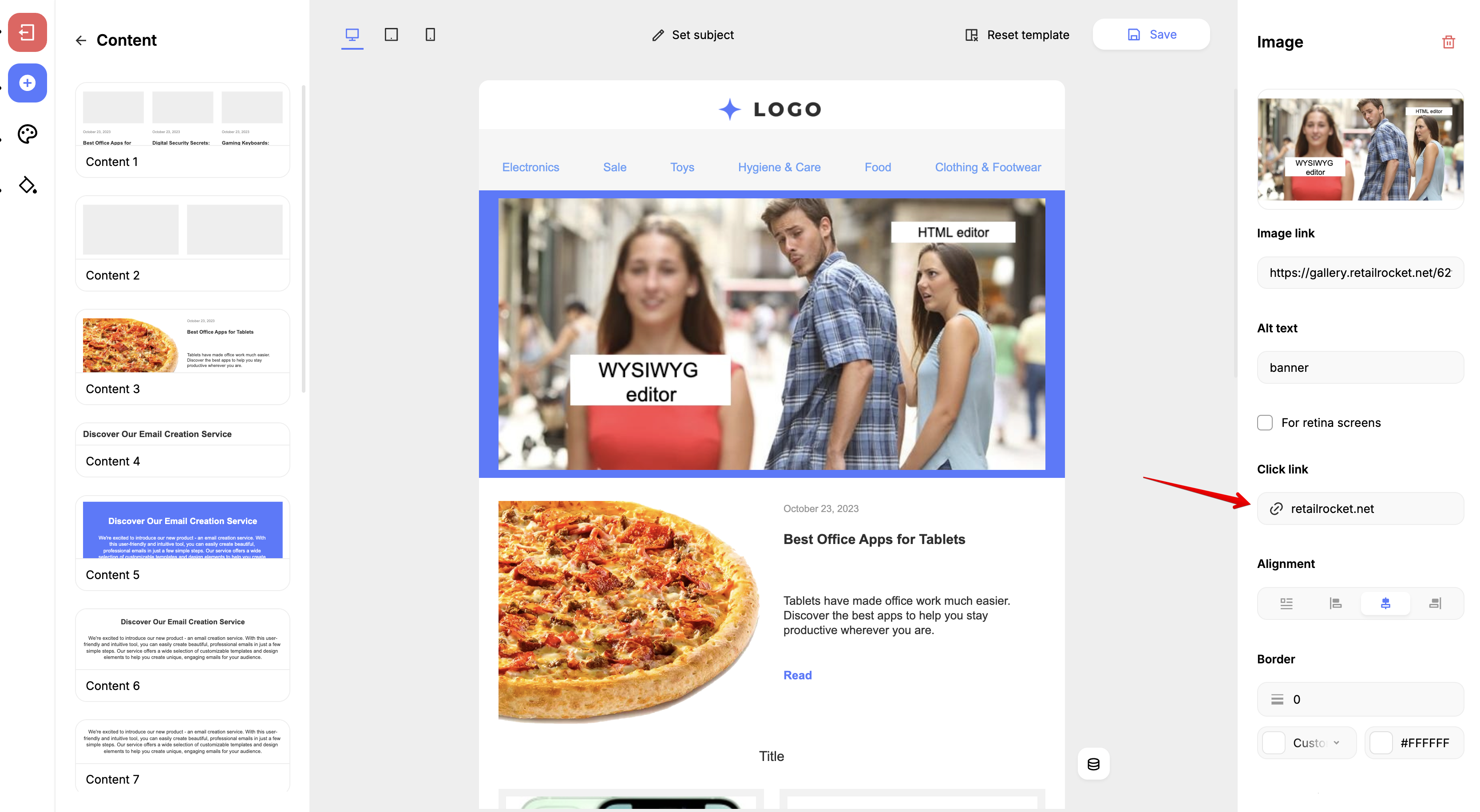 Retail Rocket wysiwyg